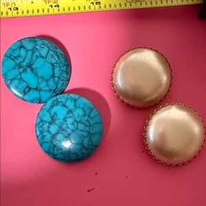 Vintage faux Turquoise and Pear clip on earrings.